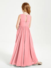 Chic Elegant Sleeveless Dresses for Junior Bridesmaids Flamingo