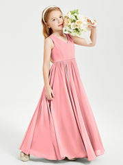Chic Elegant Sleeveless Dresses for Junior Bridesmaids Flamingo