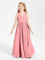 Chic Elegant Sleeveless Dresses for Junior Bridesmaids Flamingo