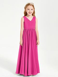 Chic Elegant Sleeveless Dresses for Junior Bridesmaids Fuchsia