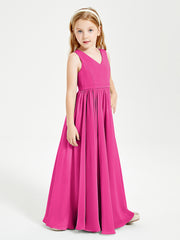 Chic Elegant Sleeveless Dresses for Junior Bridesmaids Fuchsia