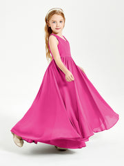 Chic Elegant Sleeveless Dresses for Junior Bridesmaids Fuchsia