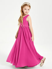 Chic Elegant Sleeveless Dresses for Junior Bridesmaids Fuchsia