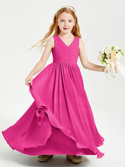Chic Elegant Sleeveless Dresses for Junior Bridesmaids Fuchsia