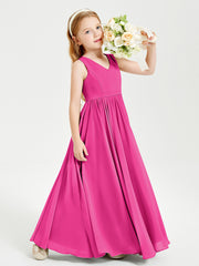 Chic Elegant Sleeveless Dresses for Junior Bridesmaids Fuchsia