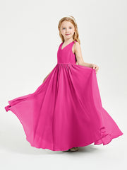 Chic Elegant Sleeveless Dresses for Junior Bridesmaids Fuchsia