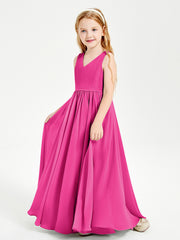 Chic Elegant Sleeveless Dresses for Junior Bridesmaids Fuchsia