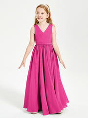 Chic Elegant Sleeveless Dresses for Junior Bridesmaids Fuchsia