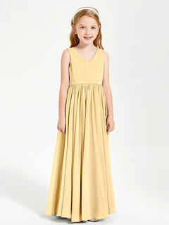 Chic Elegant Sleeveless Dresses for Junior Bridesmaids Gold