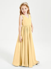 Chic Elegant Sleeveless Dresses for Junior Bridesmaids Gold
