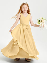 Chic Elegant Sleeveless Dresses for Junior Bridesmaids Gold
