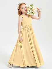 Chic Elegant Sleeveless Dresses for Junior Bridesmaids Gold