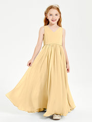 Chic Elegant Sleeveless Dresses for Junior Bridesmaids Gold