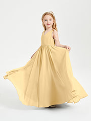 Chic Elegant Sleeveless Dresses for Junior Bridesmaids Gold