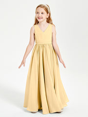 Chic Elegant Sleeveless Dresses for Junior Bridesmaids Gold