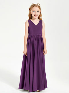 Chic Elegant Sleeveless Dresses for Junior Bridesmaids Grape