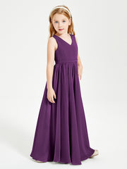Chic Elegant Sleeveless Dresses for Junior Bridesmaids Grape