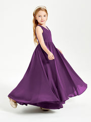 Chic Elegant Sleeveless Dresses for Junior Bridesmaids Grape