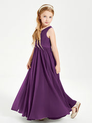 Chic Elegant Sleeveless Dresses for Junior Bridesmaids Grape