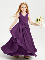 Chic Elegant Sleeveless Dresses for Junior Bridesmaids Grape