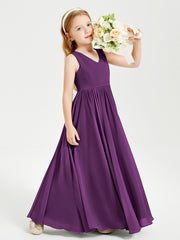 Chic Elegant Sleeveless Dresses for Junior Bridesmaids Grape