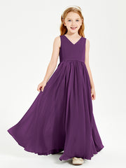 Chic Elegant Sleeveless Dresses for Junior Bridesmaids Grape