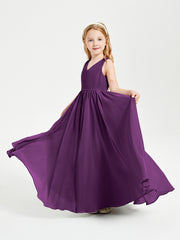 Chic Elegant Sleeveless Dresses for Junior Bridesmaids Grape