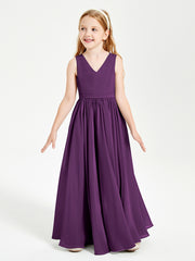 Chic Elegant Sleeveless Dresses for Junior Bridesmaids Grape
