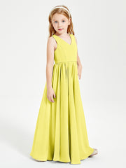 Chic Elegant Sleeveless Dresses for Junior Bridesmaids Lemon