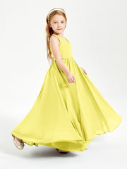 Chic Elegant Sleeveless Dresses for Junior Bridesmaids Lemon