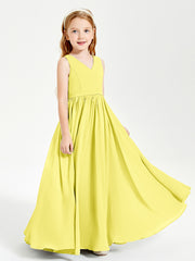 Chic Elegant Sleeveless Dresses for Junior Bridesmaids Lemon