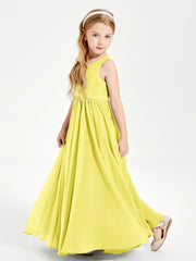 Chic Elegant Sleeveless Dresses for Junior Bridesmaids Lemon