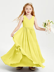 Chic Elegant Sleeveless Dresses for Junior Bridesmaids Lemon
