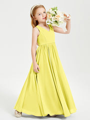 Chic Elegant Sleeveless Dresses for Junior Bridesmaids Lemon