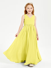 Chic Elegant Sleeveless Dresses for Junior Bridesmaids Lemon