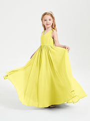 Chic Elegant Sleeveless Dresses for Junior Bridesmaids Lemon