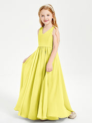 Chic Elegant Sleeveless Dresses for Junior Bridesmaids Lemon
