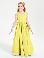 Chic Elegant Sleeveless Dresses for Junior Bridesmaids Lemon