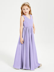 Chic Elegant Sleeveless Dresses for Junior Bridesmaids Lilac