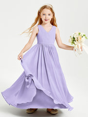 Chic Elegant Sleeveless Dresses for Junior Bridesmaids Lilac