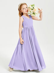 Chic Elegant Sleeveless Dresses for Junior Bridesmaids Lilac