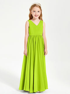 Chic Elegant Sleeveless Dresses for Junior Bridesmaids Lime Green