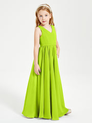 Chic Elegant Sleeveless Dresses for Junior Bridesmaids Lime Green