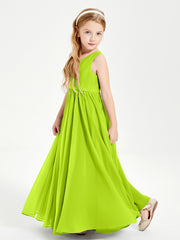 Chic Elegant Sleeveless Dresses for Junior Bridesmaids Lime Green