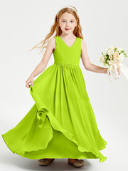 Chic Elegant Sleeveless Dresses for Junior Bridesmaids Lime Green