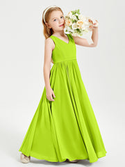 Chic Elegant Sleeveless Dresses for Junior Bridesmaids Lime Green