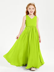 Chic Elegant Sleeveless Dresses for Junior Bridesmaids Lime Green