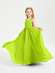 Chic Elegant Sleeveless Dresses for Junior Bridesmaids Lime Green