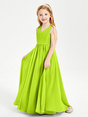 Chic Elegant Sleeveless Dresses for Junior Bridesmaids Lime Green