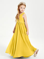 Chic Elegant Sleeveless Dresses for Junior Bridesmaids Marigold